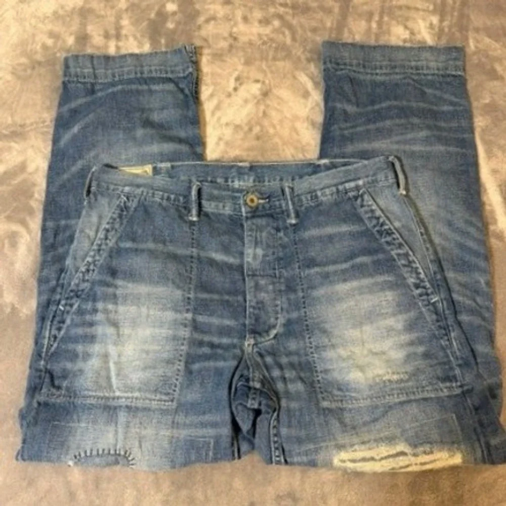 Ralph Lauren Polo Patchwork Sportsman Repaired Utility Denim Western Jeans 34x28